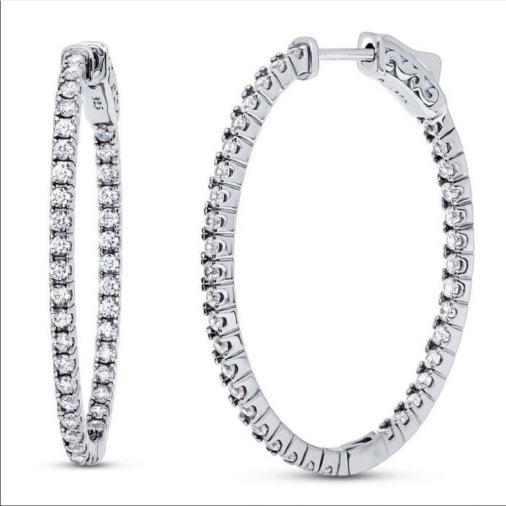Kenneth Jay Lane CZ Inside-Out 50mmHoop Earrings - Picture 2 of 5